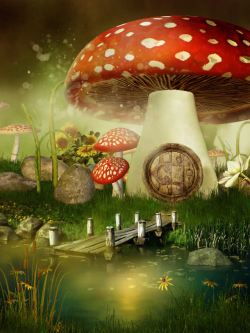 红色蘑菇梦幻蘑菇背景高清图片
