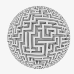 白色圆球立体3D迷宫素材