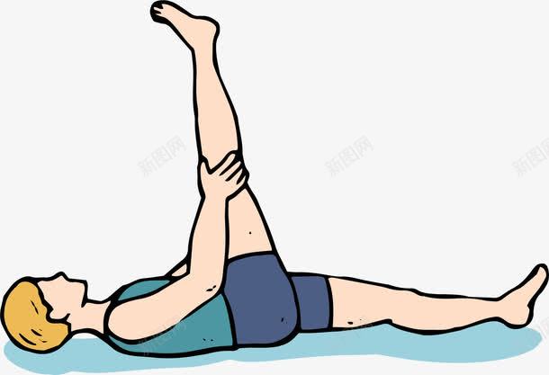 平躺抬腿动作png免抠素材_88icon https://88icon.com 卡通手绘 康复训练 热身动作 热身运动 理疗 瑜伽 运动康复