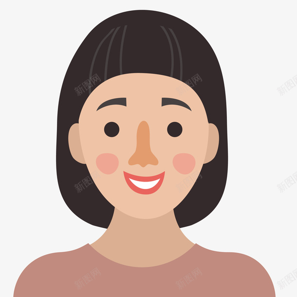 卡通扁平化微笑的女性人物矢量图ai免抠素材_88icon https://88icon.com 人物设计 卡通 女性 微笑 扁平化 用户头像 矢量图