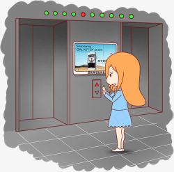乘电梯的女孩素材