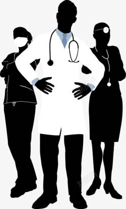护士节装饰黑白医生护士剪影矢量图高清图片