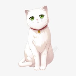 白色铃铛白色猫咪高清图片