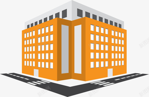 黄色房屋教学楼png免抠素材_88icon https://88icon.com 教育 柏油路 高楼大厦 黄色房屋 黄色教学楼 黑色道路