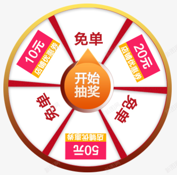 抽奖转轮png免抠素材_88icon https://88icon.com 优惠券 促销 双十一 开始抽奖 淘宝京东 转轮