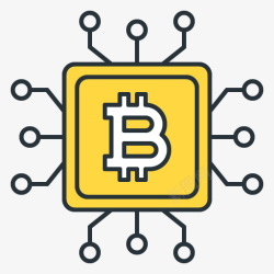 个性新颖芯片小巧比特币图标高清图片
