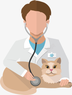 矢量兽医给猫咪看病的兽医矢量图高清图片
