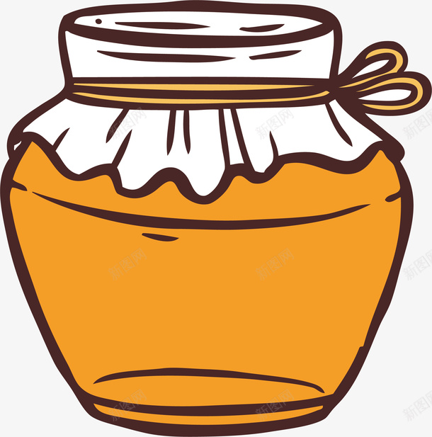 卡通手绘蜂蜜蜜罐png免抠素材_88icon https://88icon.com 卡通手绘 矢量图案 罐子 蜂蜜 蜜罐 食物