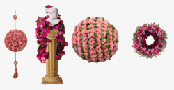 结婚庆用品各式各样的粉色花柱花环花球高清图片