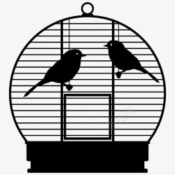 圆形鸟笼圆形鸟笼里的2只小鸟图标高清图片