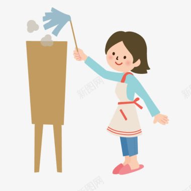 人物侧脸剪影白领卡通小人打扫卫生的妈妈图标图标