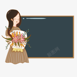 教师节手抄报教师节卡通讲台上的女老师高清图片