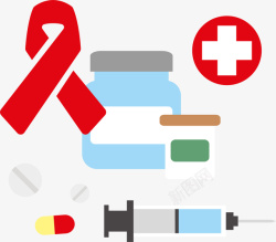 扁平化医院红十字标手绘卡通医院打针吃药图案图标高清图片