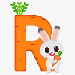 红萝卜装饰识英语卡片之兔子高清图片