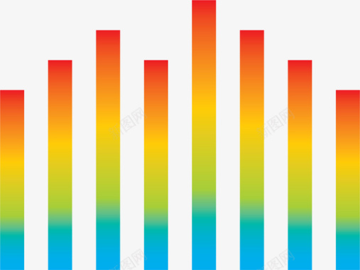 彩虹色的雨水彩色柱状图图标图标