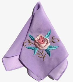浅紫色刺绣玫瑰手绢素材