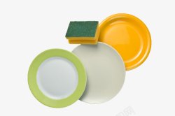彩色盘子清洗彩色餐具瓷盘高清图片