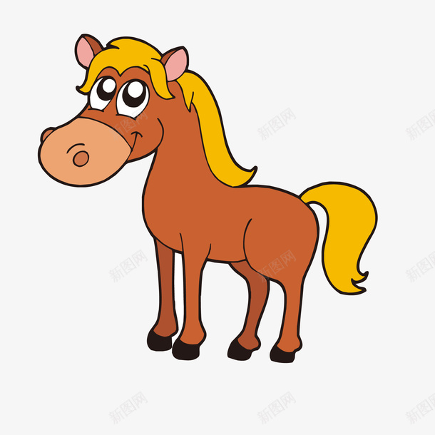 手绘棕色的小马矢量图ai免抠素材_88icon https://88icon.com 动物设计 卡通 小马设计 棕色 马匹 矢量图