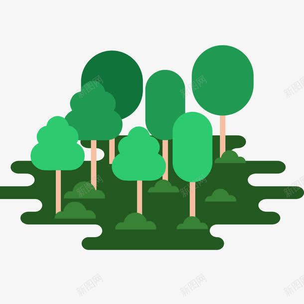 绿色的扁平化植物树木png免抠素材_88icon https://88icon.com 保护环境 扁平化 森林 植物 爱护森林 绿色