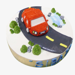 蛋糕上的汽车小模型素材