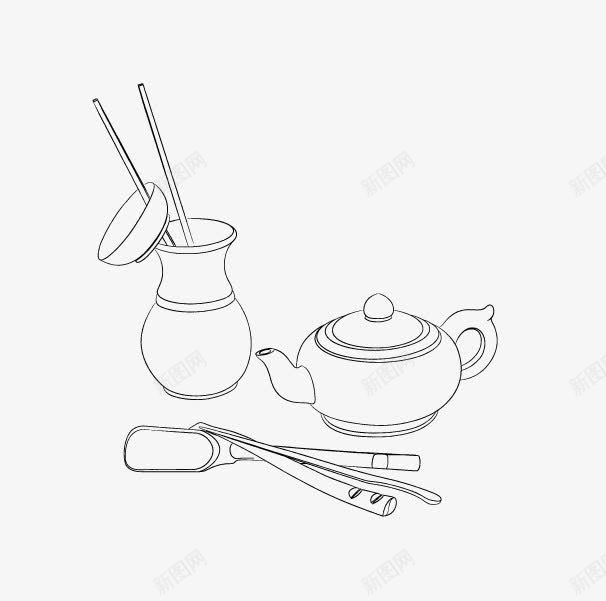 茶具三件套茶壶手绘png免抠素材_88icon https://88icon.com 手绘 矢量素材 茶具 茶壶
