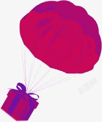 悬空紫色降落伞素材