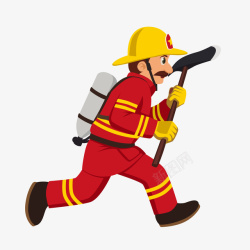 红色消防人员卡通奔跑的消防人员高清图片