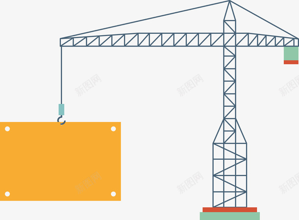 卡通手绘卡通吊车png免抠素材_88icon https://88icon.com 创意 动漫动画 卡通吊车 卡通手绘 塔吊 工地 工地塔吊 简约