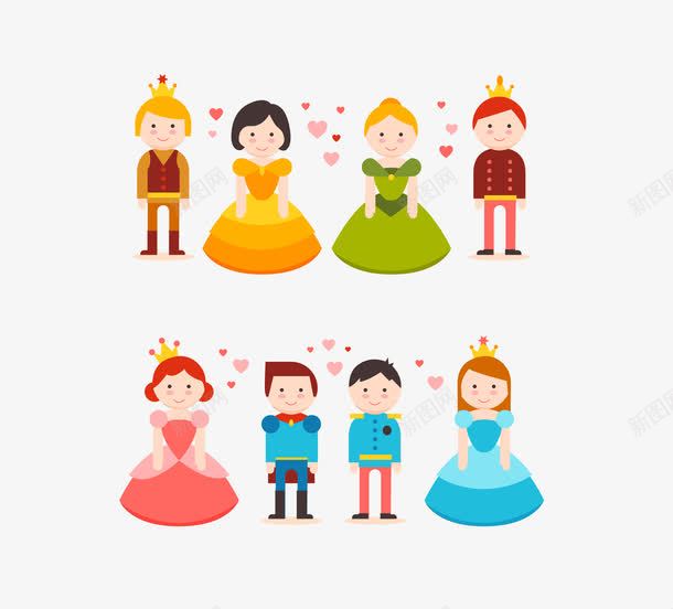 彩色整套公主王子卡通小人png免抠素材_88icon https://88icon.com 卡通 小人 彩色整套公主王子 王子和公主 矢量小人
