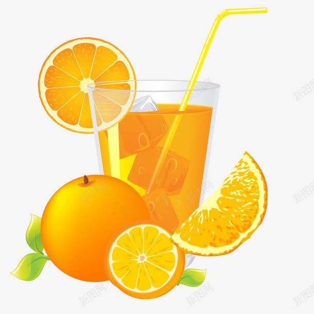 卡通鲜橙汁psd免抠素材_88icon https://88icon.com 冰块 卡通 夏天 橙子 橙汁
