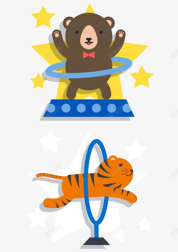 马戏团动物熊杂技png免抠素材_88icon https://88icon.com 小熊 扁平化 杂技 老虎 跳圈老虎 马戏团
