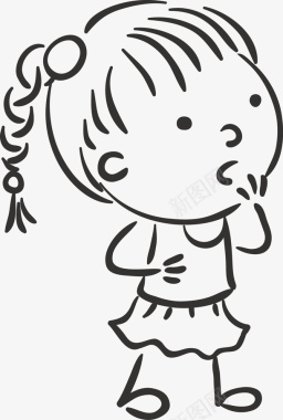 手绘可爱的小龙扎着辫子的小女孩图标图标