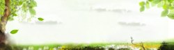 鲜花篱笆大树矢量梦幻树木背景高清图片