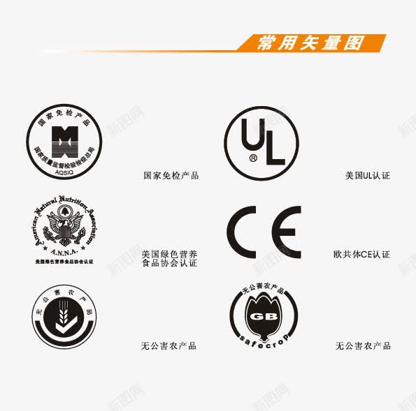 认证标志矢量图eps免抠素材_88icon https://88icon.com 中国名牌 国家免疫产品 无公害农产品 绿色食品 高新认证 矢量图