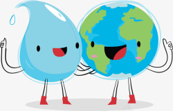 地球卫生日卡通站在一起的水滴地球矢量图高清图片