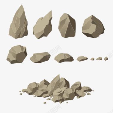 石头材质卡通小石头图标图标