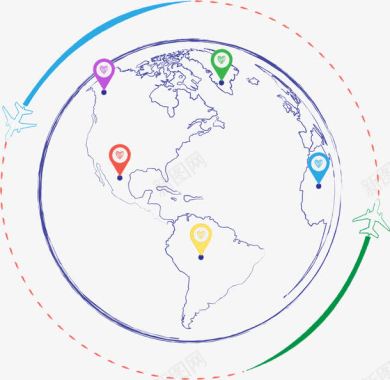 定位标识图地球位置坐标定位图标图标