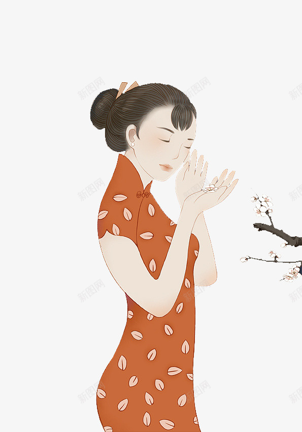 手绘工笔人物插图穿旗袍的美女png免抠素材_88icon https://88icon.com 人物插图 古典美 工笔 手绘 旗袍展示 梅花 穿旗袍的女人 穿旗袍的美女