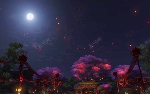 古风武侠唯美花灯场景jpg设计背景_88icon https://88icon.com 古典 古风 场景 手绘 武侠 花灯