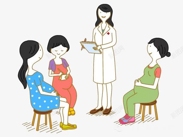 孕妇检查png免抠素材_88icon https://88icon.com 三个 医生 妇幼保健 孕妇 本子 板凳
