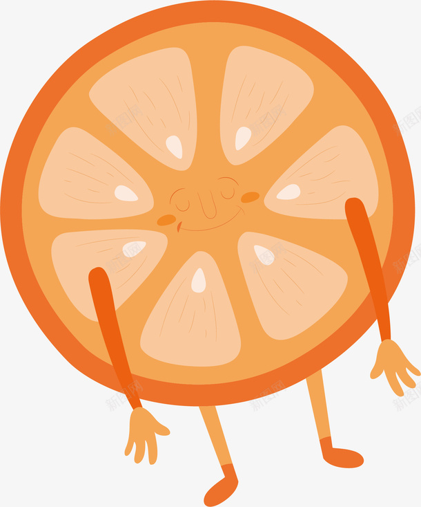 一半西柚手绘矢量图ai免抠素材_88icon https://88icon.com 动漫 卡通 新鲜 果肉 橙色 水果 西柚 矢量图