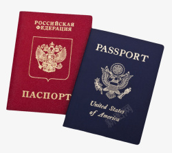 红色封面俄罗斯护照和蓝色封面美素材