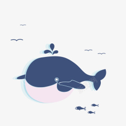 深蓝色卡通鲸鱼图案素材