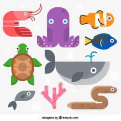 Q版亲嘴鱼8款海洋动物矢量图高清图片