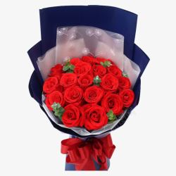 深蓝色包装玫瑰花束素材