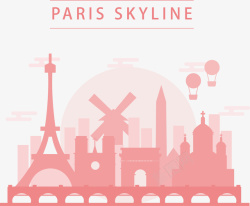 多伦多天际线巴黎创意建筑剪影旅游海报素矢量图高清图片