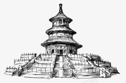 皇宫素描天坛建筑故宫手绘高清图片