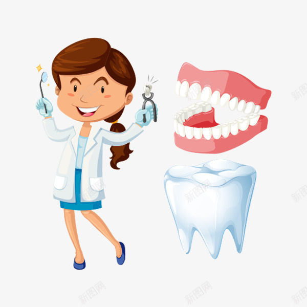 漂亮的女人png免抠素材_88icon https://88icon.com 医生 卡通 口腔 女人 插图 漂亮的 牙医 牙齿 牙齿修护卡通图