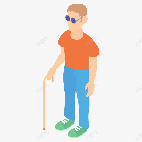 戴着墨镜盲人png免抠素材_88icon https://88icon.com 卡通 坏掉的眼睛 失去视觉 盲人 盲杖 看不见 瞎 瞎子 视力障碍