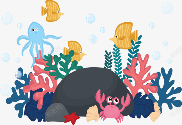 海底世界珊瑚小鱼png免抠素材_88icon https://88icon.com 小鱼 彩色小鱼 海底世界 海底小鱼 珊瑚 矢量png 紫色海草
